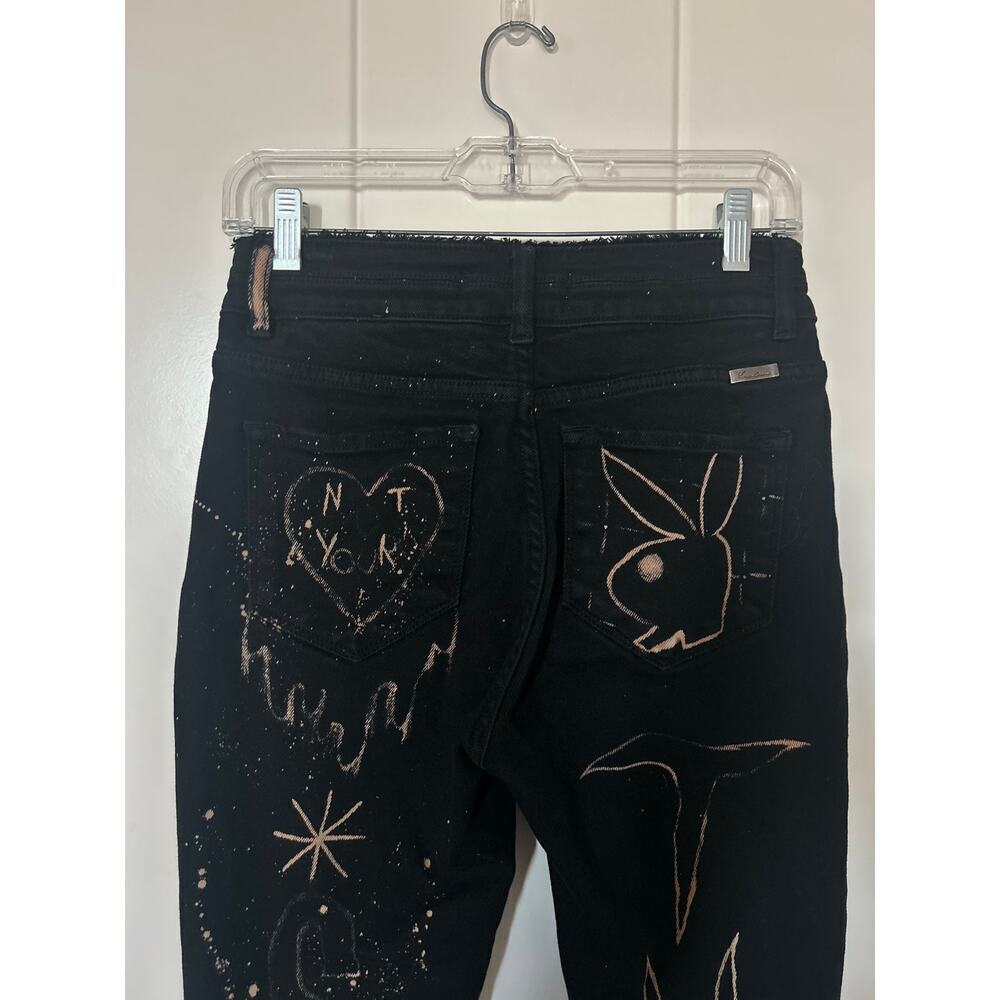 Kancan All Over Graffiti Art Black Skinny Jeans Size 7/27 - Picture 5 of 12